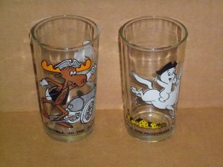 Two (2) Arbys Collector Series Glasses, 1976, Casper and Bullwinkle 