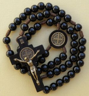 St Benedict Black Wood Rosary with Big Crucifix (Brazil)