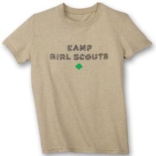 NWT Womens CAMP GIRL SCOUTS Guides T Shirt Size Sm Med Lar XL oatmeal 