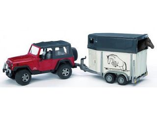 BRUDER 1/16 SCALE JEEP WRANGLER UNLIMITED WITH HORSE AND TOW TRAILER 