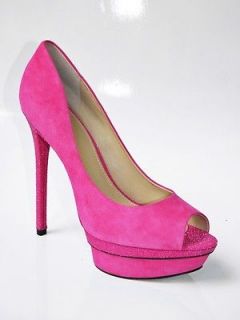 BRIAN ATWOOD Pink Suede Sparkle Platform Heel Pump Shoe 9.5 NIB