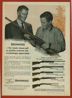 1960 Browning Arms Ad 5 Shotgun & Rifles Shown  Christmas Ad