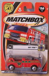 ctd Matchbox 2002 #056 Sky Fire Bucket Truck red/gree​n/waterdragons
