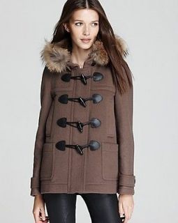 Burberry Brit Yorkdale Duffle Toggle Coat with Fur Hood US size 4 