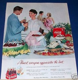 1955 Coca Cola Coke red cooler BUFFET party Jane Derby Dress Ad