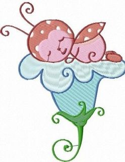 SWIRLY LADY BUGS (EXTRAS WITH LETTERING) 10 MACHINE EMBROIDERY DESIGNS 