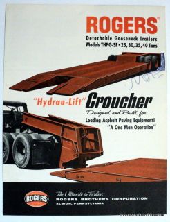 Rogers 1964 THPG SF 25 40 Ton Detachable Gooseneck Trailers Hydra Lift 