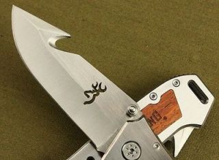 BROWNING Steel Folding Pocket Gut Hook Guthook Knife #124 Side lock w 
