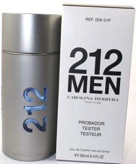212 MEN BY CAROLINA HERRERA 3.4 OZ EDT SPRAY TESTER FOR MEN NEW IN 