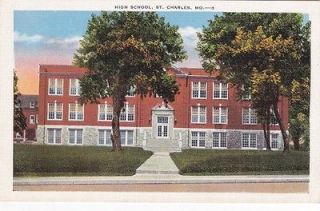 High school St. Charles Missouri vintage building town postcard