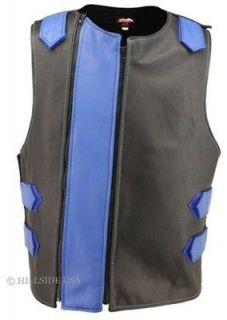 MADE IN USA BLACK BLUE BULLET PROOF STYLE SWAT TEAM MOTORCYCLE VEST