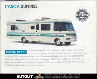1993 Itasca Sunrise Motorhome RV Brochure
