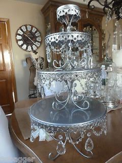   Shabby French Chic Display*Cup Cake 4 Tiered Prism Drop Lace Stands