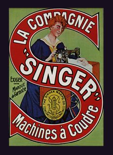 Singer Sewing Machine Fashion Lady France French Vintage Poster Repro 