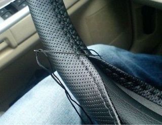 New Genuine Leather Steering Wheel Cover With Needles & Thread DIY 