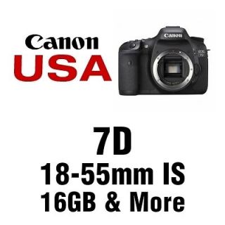 USA Canon Model EOS 7D Body + 18 55 IS + Tele + Wide + 16GB Digital 