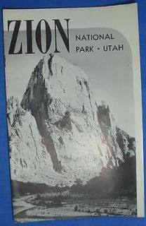   Zion National Park Service Information Book Canyon Museum Utah UT 1951