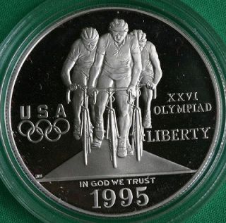 1995 Olympics Cycling Proof Silver Dollar COIN ONLY Commemorative 