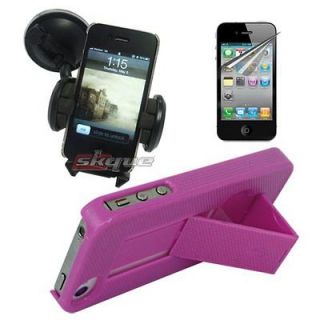 Hot Pink Hard Case with Built in Stand+Car Mount+Screen Protector for 