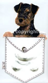 Airedale Terrier pup in a pocket t  shirt small 3xl