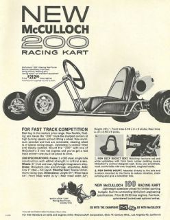 Vintage 1960s McCulloch 200 Racing Go Kart Ad
