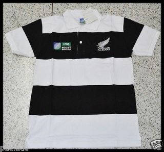 New Zealand all black Rugby Union Vintage Polo Shirt Home Strip Free 