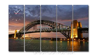 Wall Clock On Canvas Set Of 5 Two Large Sizes Sydney Habour Bridge In 