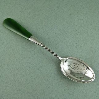   1906 Sterling Silver & Jade Souvenir Spoon Auckland New Zealand Scarce
