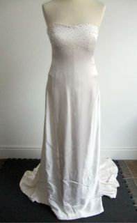 CATHERINE WALKER IVORY SILK STRAPLESS WEDDING DRESS/UK10/USED/SLIGHT 
