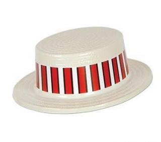 White Red Plastic Skimmer Adult Hat Costume Accessory