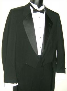 Pierre Cardin Couture Black Tuxedo Tail Jacket Tailcoat Formal Satin 