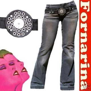 Fornarina ROCK STAR Cave Stretch Stonewash Jeans G27/34 W27 Rivets 