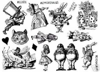 Lewis Carrolls Alice in Wonderland/Loo​king Glass character stamps 