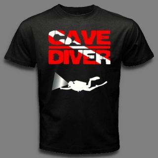 CAVE DIVER Scuba dive down flag Diving Flashlight gear CAVING BLACK T 