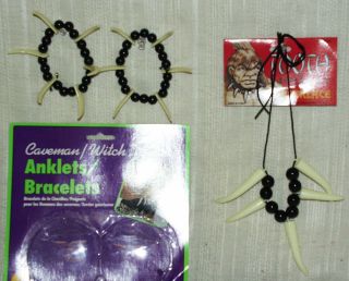 Halloween Costume Caveman Plastic Tooth Bracelets or Necklace~New 
