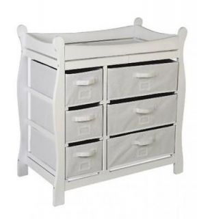 Badger Basket White Modern Changing Table With 3 Baskets and