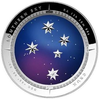 2012 $5 1oz Silver Proof Colour Domed Coin Crux Southern Sky Coin 
