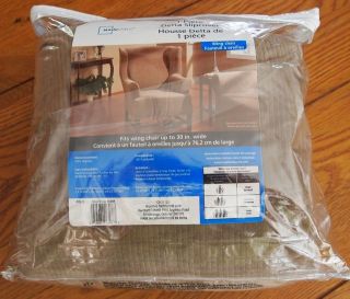 Wing Back Chair SLIPCOVER Ribbed Corduroy ONE PIECE Mink