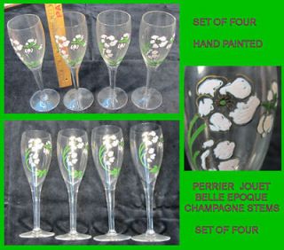   JOUET Crystal Belle Epoque CHAMPAGNE Flute Hand Painted Flower Glasses