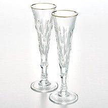 Feberge set/2 crystal champagne glasses with gold rim in Faberge box