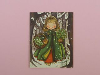 Vintage Greeting Chubby Cheeks Little Girl Crestwick Christmas Card