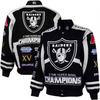Oakland Raiders Black Silver 3 TimeSuper Bowl Commemorative Jacket by 