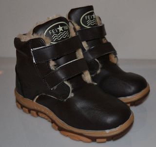 HOT BOYS BOOTS WARM WITH STRAPS BROWN YOUTH SIZE 1