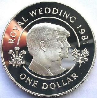 Bermuda 1981 Royal Wedding Dollar Silver Coin,Proof