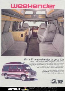1988 Turtle Top Chevrolet Weekender Van Camper Brochure