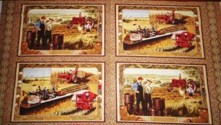 International Harvesters Tractors & Farm Quilt or Placemat Panel 