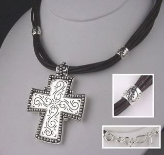 Retired Cherokee Antiqued Silver Cross Necklace
