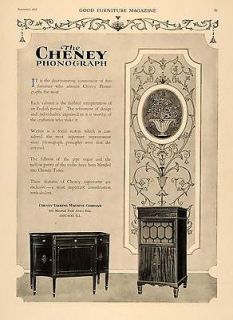 1919 Ad Cheney Talking Machine Phonograph Cabinets IL   ORIGINAL 