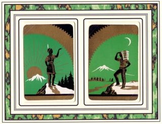   Deco NATIVE AMERICAN SQUAW & CHIEF 1920s Frame Ready Playing Cards