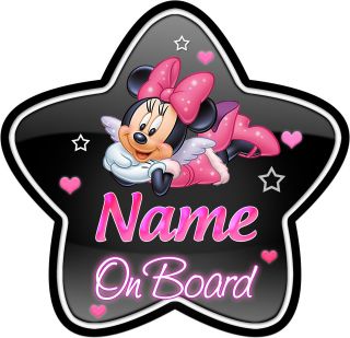   Minnie Mouse Star Shaped Child/Baby on Board Car Sign New  BL/PINK